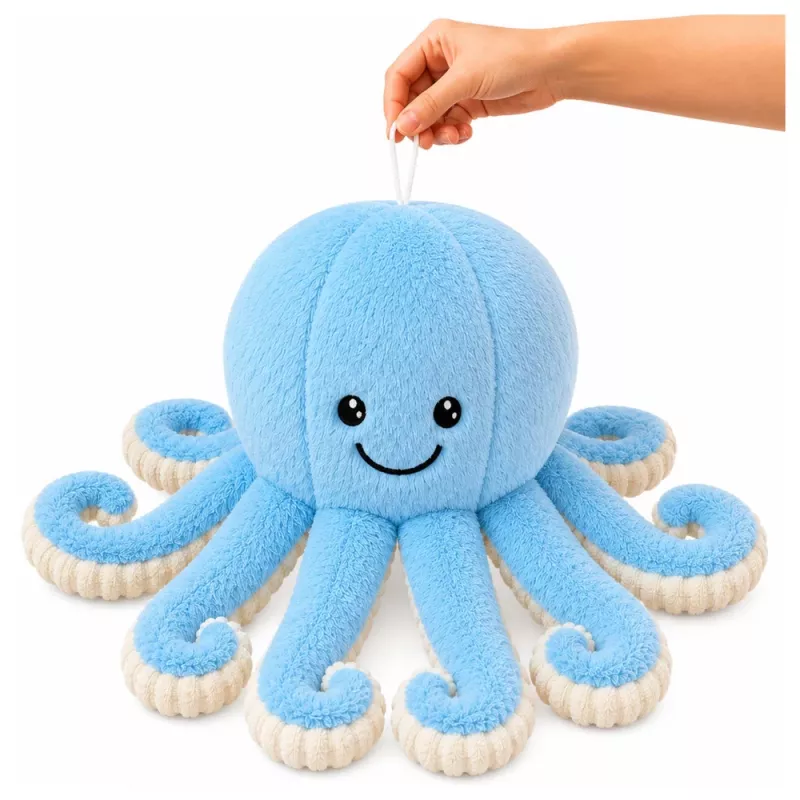 LEAN TOYS Plüššist kaheksajalg kallistamismänguasi elastsete kombitsatega sinine 50 cm