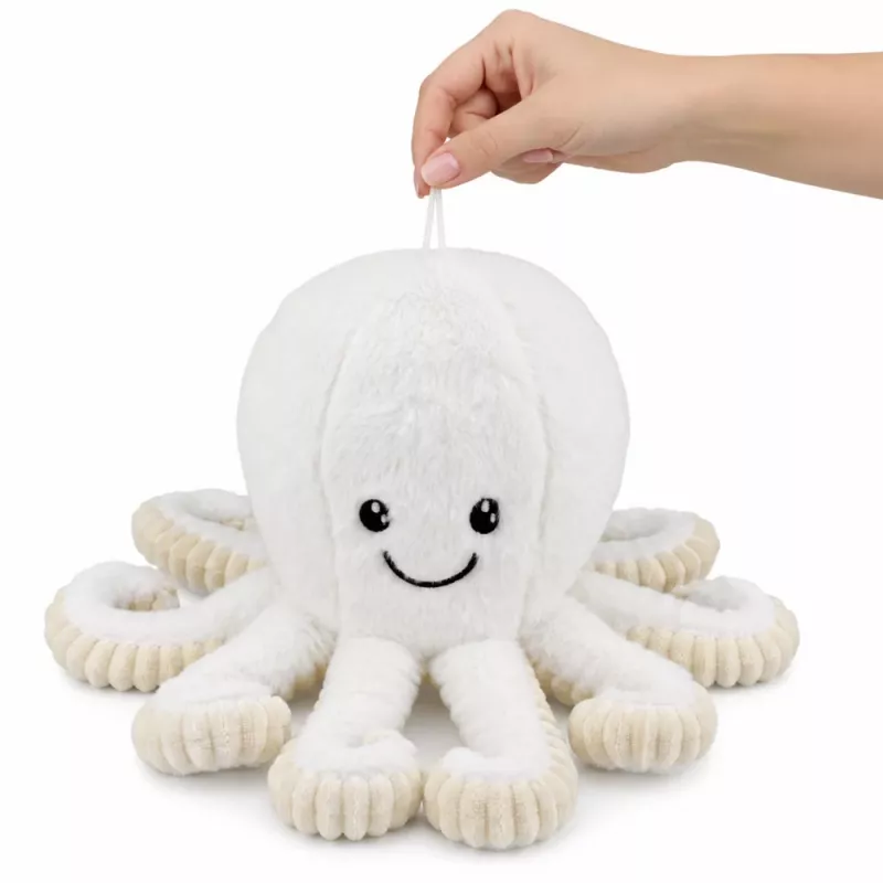 LEAN TOYS Plüššist kaheksajalg elastsete kombitsatega, valge, 50 cm