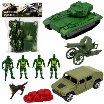 LEAN TOYS Sõjaväekomplekt sõdurite, tanki, sõiduki ja relvadega, 13 tk