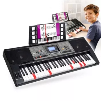 MK 816 61-klahviga elektrooniline MIDI õppeklaviatuur: 128 heli, 128 rütmi, salvestus, LED-ekraan, USB MIDI, kõrvaklappide väljund, mikrofoni sisend, toiteadapter kaasas
