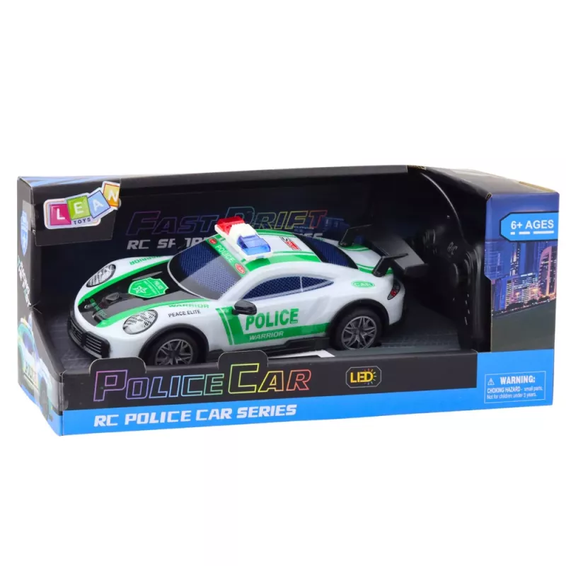 LEAN TOYS RC Drift Police Sports Auto LED-tuledega 1:22