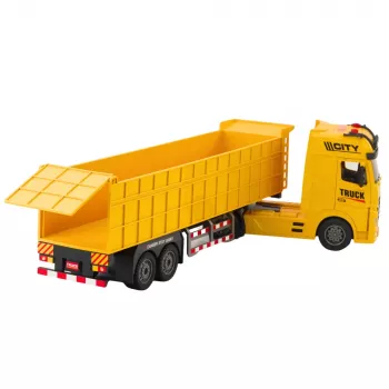LEAN TOYS Transpordiveok tõstetava haagise, tulede ja helidega, kollane