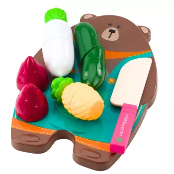 LEAN TOYS Köögiviljade lõikamise komplekt lõikelaud ja nuga õppevahend lastele