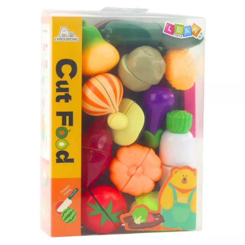 LEAN TOYS Köögiviljade lõikamise komplekt lõikelaud ja nuga õppevahend lastele