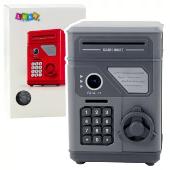 LEAN TOYS Elektrooniline turvaline ATM-hoiupõrsas PIN-koodiga lastele, hall