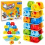 LEAN TOYS Elephant Tower osavusmäng tasakaalustavad elevandid värviliste kaartidega 46 tk