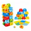 LEAN TOYS Elephant Tower osavusmäng tasakaalustavad elevandid värviliste kaartidega 46 tk