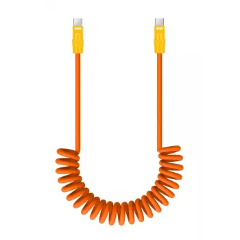 Newell USB-C to USB-C kaabel 100 W, 1,5 m, silikoon, spiraal, oranž-kollane