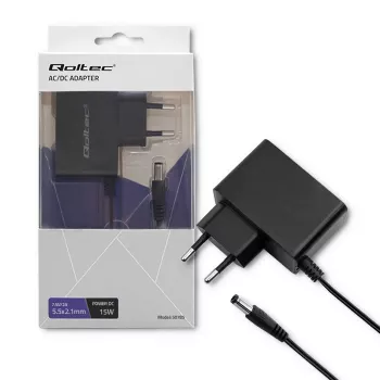 Qoltec 15W seinakontakti AC/DC toiteadapter 7.5V 2A 5.5x2.1mm tünnipistikuga