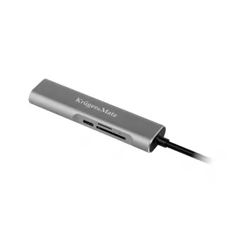 KRUGER & MATZ KM0390 USB-C jaotur 4K HDMI, 2x USB 3.0, SD/MicroSD kaardilugeja ja 100W Power Delivery'ga