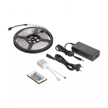REBEL LED0175-2 5m RGB LED ribavalgusti komplekt IR-puldiga, 300 SMD 5050 LED-i, 12V toiteadapter, 16 miljonit värvi, hämardatav, IP20