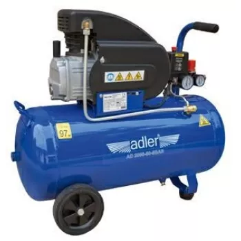 Adler AD 2050-50 50L õliga määritud õhukompressor, 8 bar, 230V, 2 HP, 206 L/min imivõimsus, rataste ja käepidemega