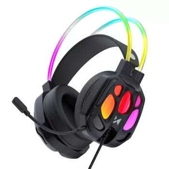 Wozinsky WSG-1118 Juhtmega mängupeakomplekt RGB-taustvalgustuse ja mikrofoniga - must