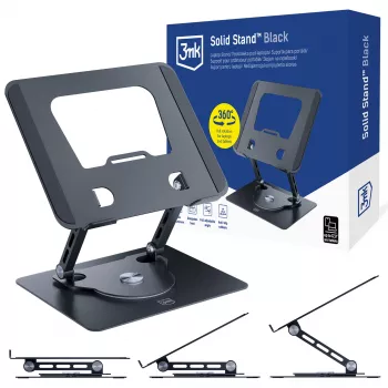 3MK Solid Stand - Must universaalne seadmealus nutitelefonidele ja tahvelarvutitele