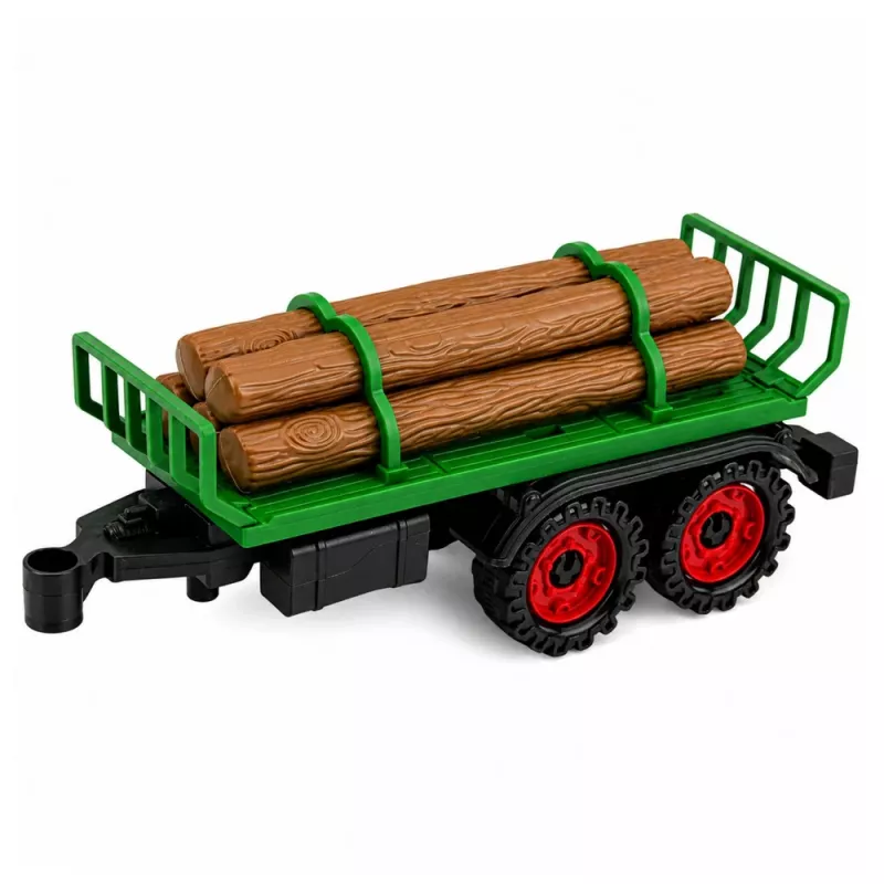 LEAN TOYS Põllumajanduslik talutraktor koos palgihaagisega, hõõrdajamiga, heinapall, 35 cm