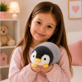 LEAN TOYS Plüššpingviin Pehme Mänguasi Valge ja Hall 16 cm