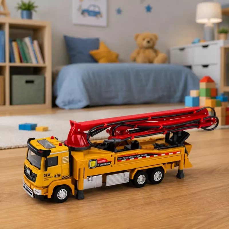 LEAN TOYS Betoonipumba veok RC-mänguasi tulede, helide ja veepihustusega, mõõtkavas 1:40