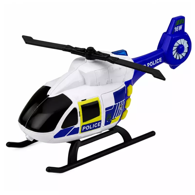 LEAN TOYS Politseikomplekt helikopter, mootorratas, politseiauto helide ja tuledega 1:32