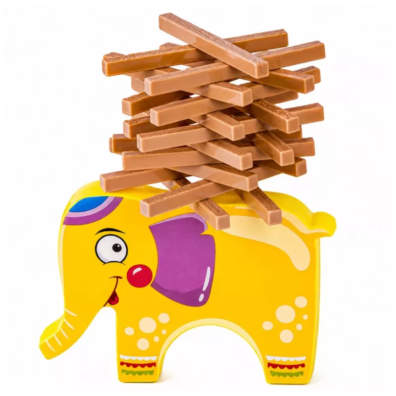 LEAN TOYS Oskuste mäng Tasakaalustav Elevant Ehita torn plokkidest Elevant 61 tk