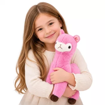 LEAN TOYS Plüüšalpaka Laama Mänguloom Pehme Mänguasi Pehme Karv Roosa 38 cm