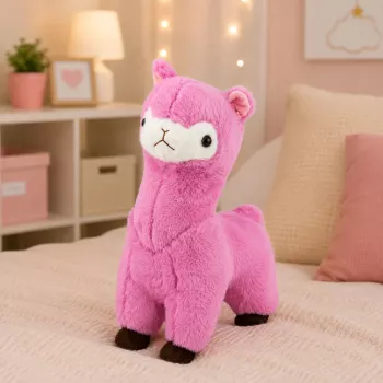 LEAN TOYS Plüüšalpaka Laama Mänguloom Pehme Mänguasi Pehme Karv Roosa 38 cm