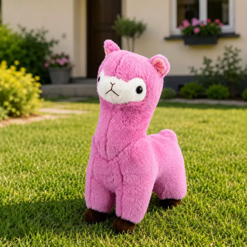 LEAN TOYS Plüüšalpaka Laama Mänguloom Pehme Mänguasi Pehme Karv Roosa 38 cm