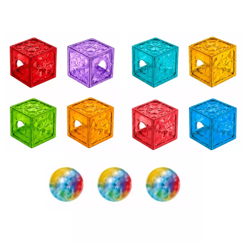 LEAN TOYS Magnetilised ehitusklotsid Kuubikud Pallirööbas Värviline 33 tk