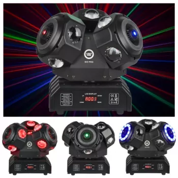 LIGHT4ME SID PRO 5-in-1 liikuv peavalgusti tala, pesu, stroboskoobi, laseri ja gobo efektidega