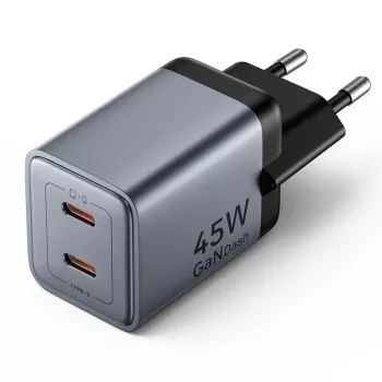 VENTION GaN 90W Dual USB-C seinapistik (45W+45W) - must