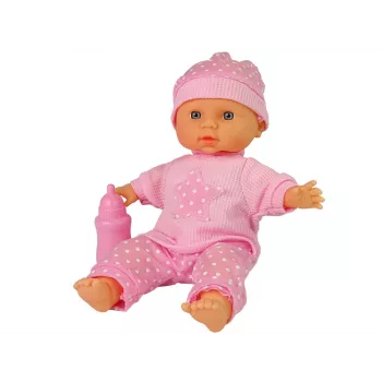 LEAN TOYS Sweet Baby nukk roosa pudelihelidega interaktiivne 30 cm beebinukk koos toitmispudeliga