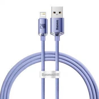 Baseus Crystal Shine Lightning to USB-A kaabel 1,2 m lilla, 2,4A kiirlaadimine