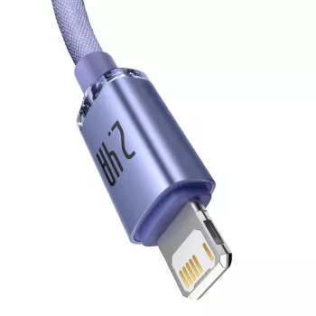 Baseus Crystal Shine Lightning to USB-A kaabel 1,2 m lilla, 2,4A kiirlaadimine
