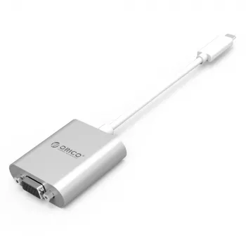 ORICO PTAV USB-C to VGA ja 3,5 mm heliadapter, Full HD 1080p, 15 cm, hõbedane