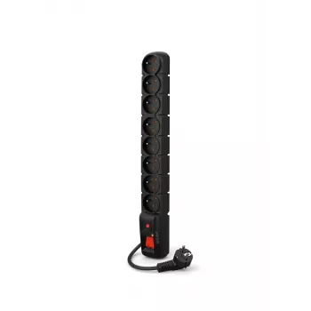 ACAR S8 PRO 3m pikendusjuhtmega ülepingekaitse – 8 pistikupesa, 155J, 2300W, must