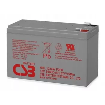 CSB HRL1234WF2 12V 9Ah pika elueaga VRLA aku – 8-10 aastane projekteeritud eluiga, Faston F2 klemmid