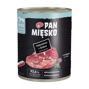 PAN MIĘSKO Sealiha ja metssiga märg koeratoit 800g – Teraviljavaba pasteet täiskasvanud koertele