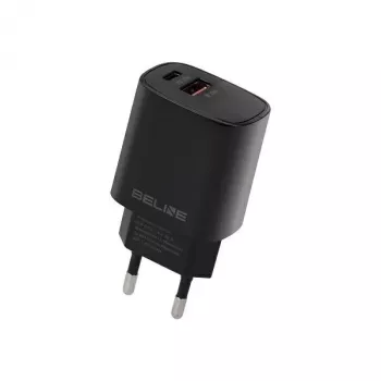 Beline GaN 30W USB-C PD + USB-A QC seinadapter must (ainult adapter)