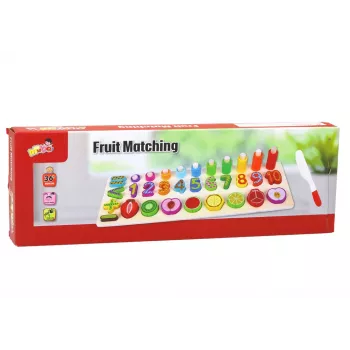 LEAN TOYS Puidust õppesorteerimislaud – matemaatika õppimine puuviljade ja numbritega, 85 osa, Montessori mänguasi väikelastele vanuses 3+