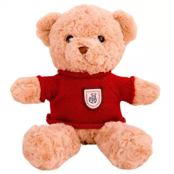 LEAN TOYS Plüšist maskottkuju kaisukaru beež punase kampsuniga 40cm