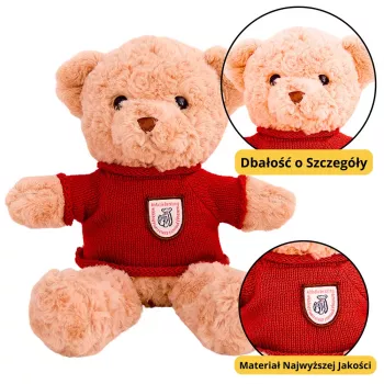 LEAN TOYS Plüšist maskottkuju kaisukaru beež punase kampsuniga 40cm
