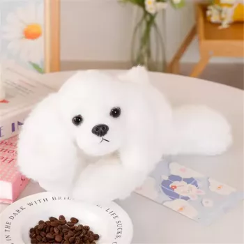 LEAN TOYS Plüšist Malta koer kaalutud käppadega Valge 30cm