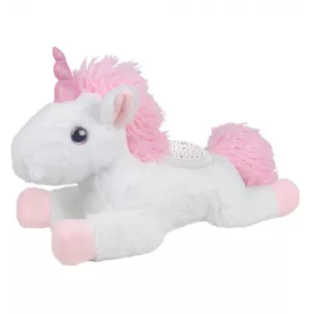 LEAN TOYS pehme ükssarvik magav kaisumänguasi projektori ja heliga