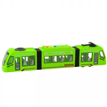 LEAN TOYS City Metro Tram Avatavate Uste, Tulede ja Helidega Roheline 1:16