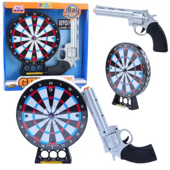 LEAN TOYS Laser Revolveri püstolite komplekt sihtmärgiga laske mängu tuled ja helid
