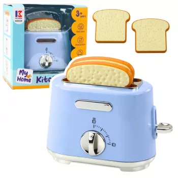 LEAN TOYS laste köögiröster hüppava röstsaiaga, sinine puidust mänguasi