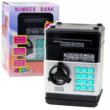 LEAN TOYS ATM Hoiupank tulede, helide ja PIN-koodiga – must