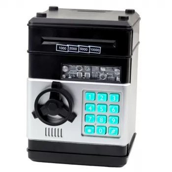 LEAN TOYS ATM Hoiupank tulede, helide ja PIN-koodiga – must