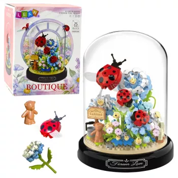 LEAN TOYS Ehitusklotsid Lilleseade Lepatriinudega Kupli All 596 tk