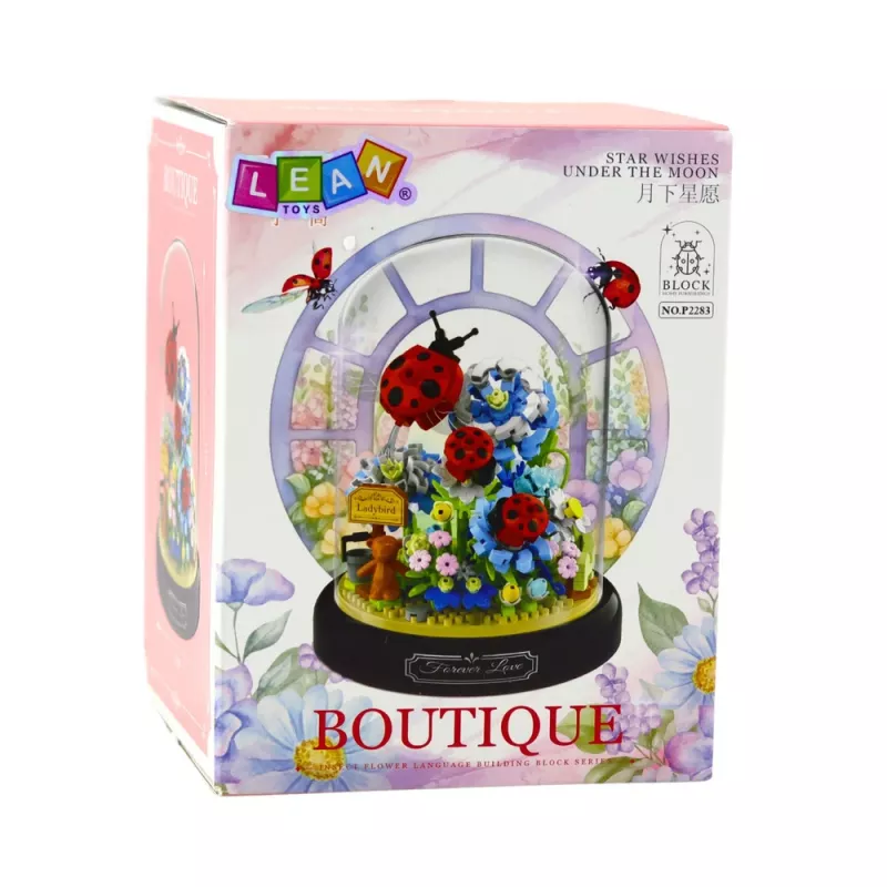 LEAN TOYS Ehitusklotsid Lilleseade Lepatriinudega Kupli All 596 tk