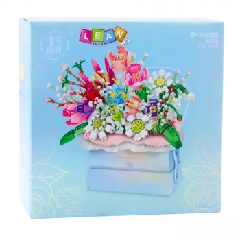 LEAN TOYS Ehitusklotside komplekt karbis, lilleline sinine LED-karp, 761 tk